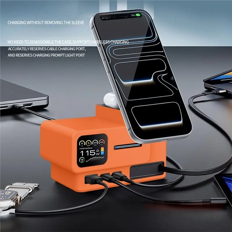 Y47A Silicone Protective Case Cover for CUKTECH 15 Charging Station Dust Protection Full Protection Black