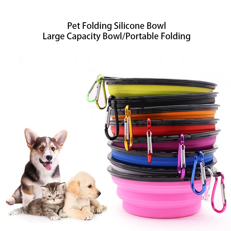 Outdoor Portable Pet Silicone Folding Retractable Bowl for Water and Food, TPE Material, Lightweight and Easy to Carry