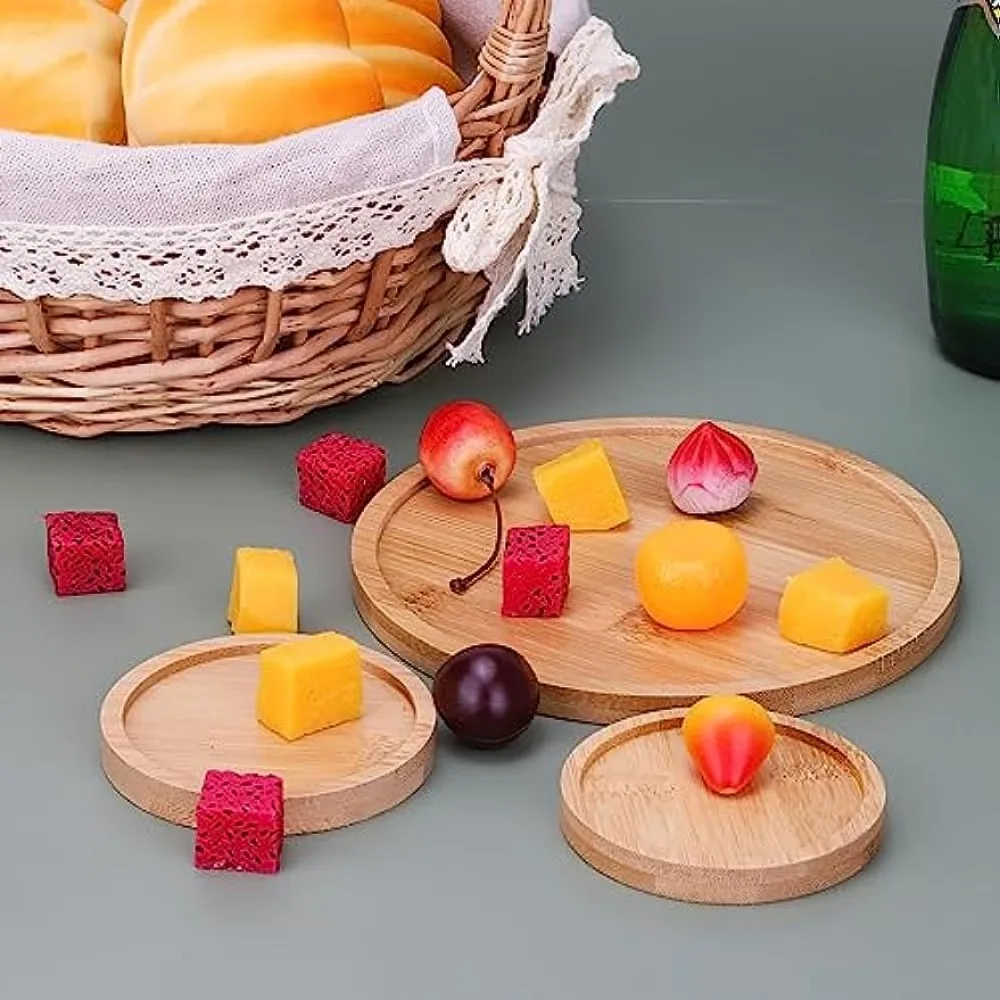 Wooden Round Tray Platter Wooden Tray Used for Home Kitchen Decoration Food Fruit Vegetable Deli Appetizer Tray for Parties