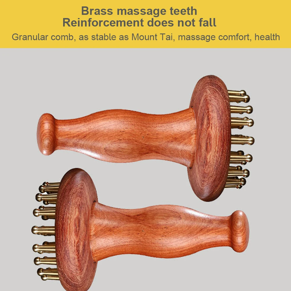 Professional Facial Gua Sha Tool, Brass & Rosewood Massager for Face Eye Neck, Anti-Aging Skin Care, Lymphatic Drainage