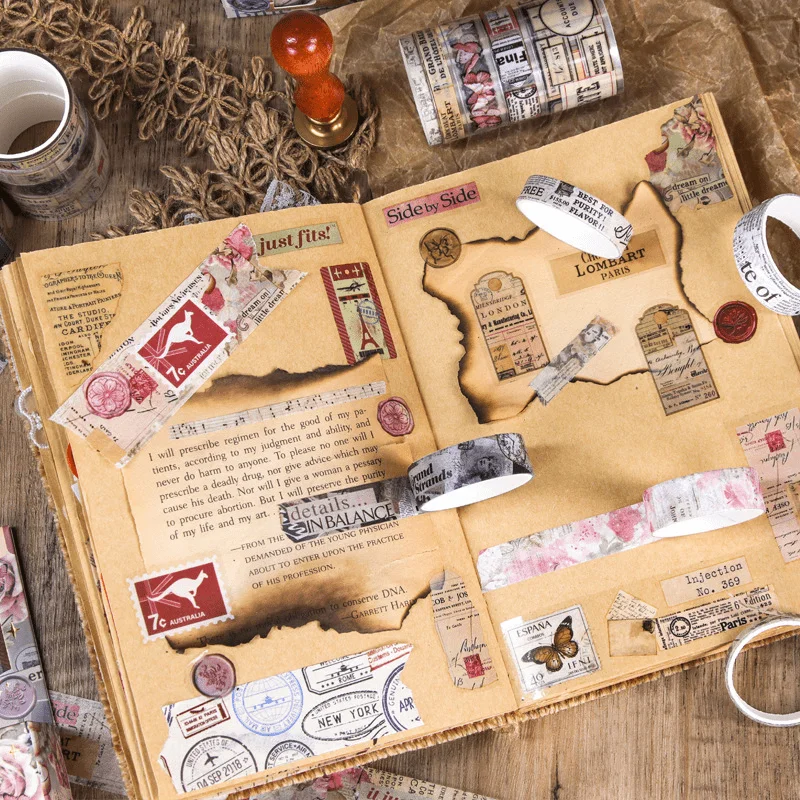 Vintage Butterfly Stamp Washi Tape Set, 10 Rolls DIY Decorative Sticker Gift Box for Journals craft tape