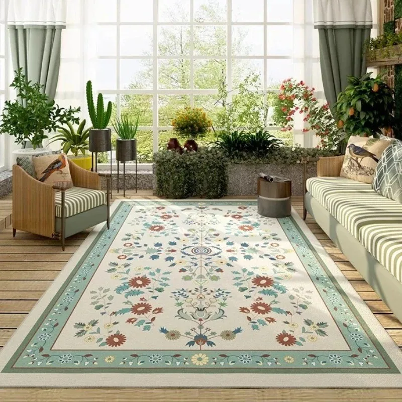 Ethnic Style Retro Carpet for The Living Room Decorarion 100% Polyester Felt Sofa Coffee Table Rug Washable Bedroom Bedside Mat