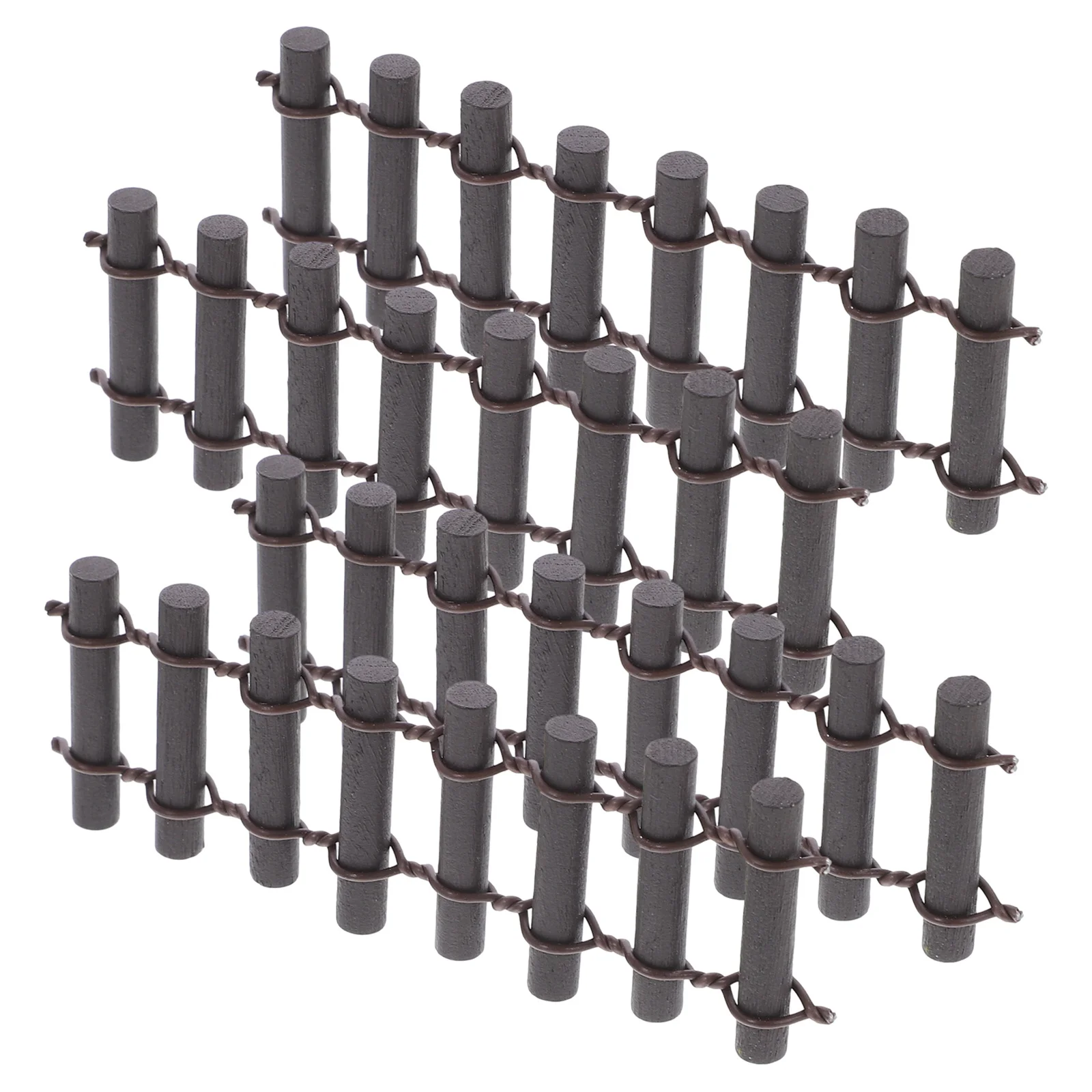 

10Pcs Miniature Garden Fence Natural Wood Iron Durable Smooth Texture Miniature Landscape Decoration Scene Layout