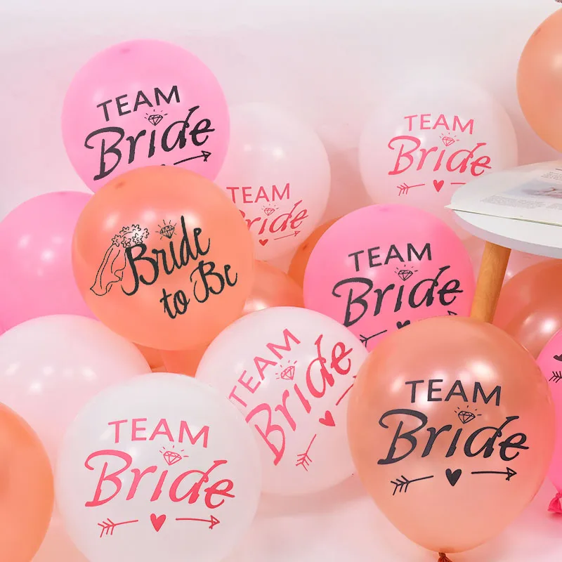 10Pcs Rose Gold Team Bruid Latex Confetti Ballonnen Hen Vrijgezellenfeest Decoratie Bruid Om Bridal Douche Benodigdheden Bruiloft