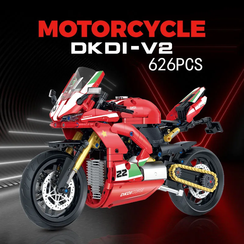 Technical 1:8 Scale Italy Motorcycle Panigale V2 Building Block Construction Set Model Brick Motorbike Toy Collection For Gift