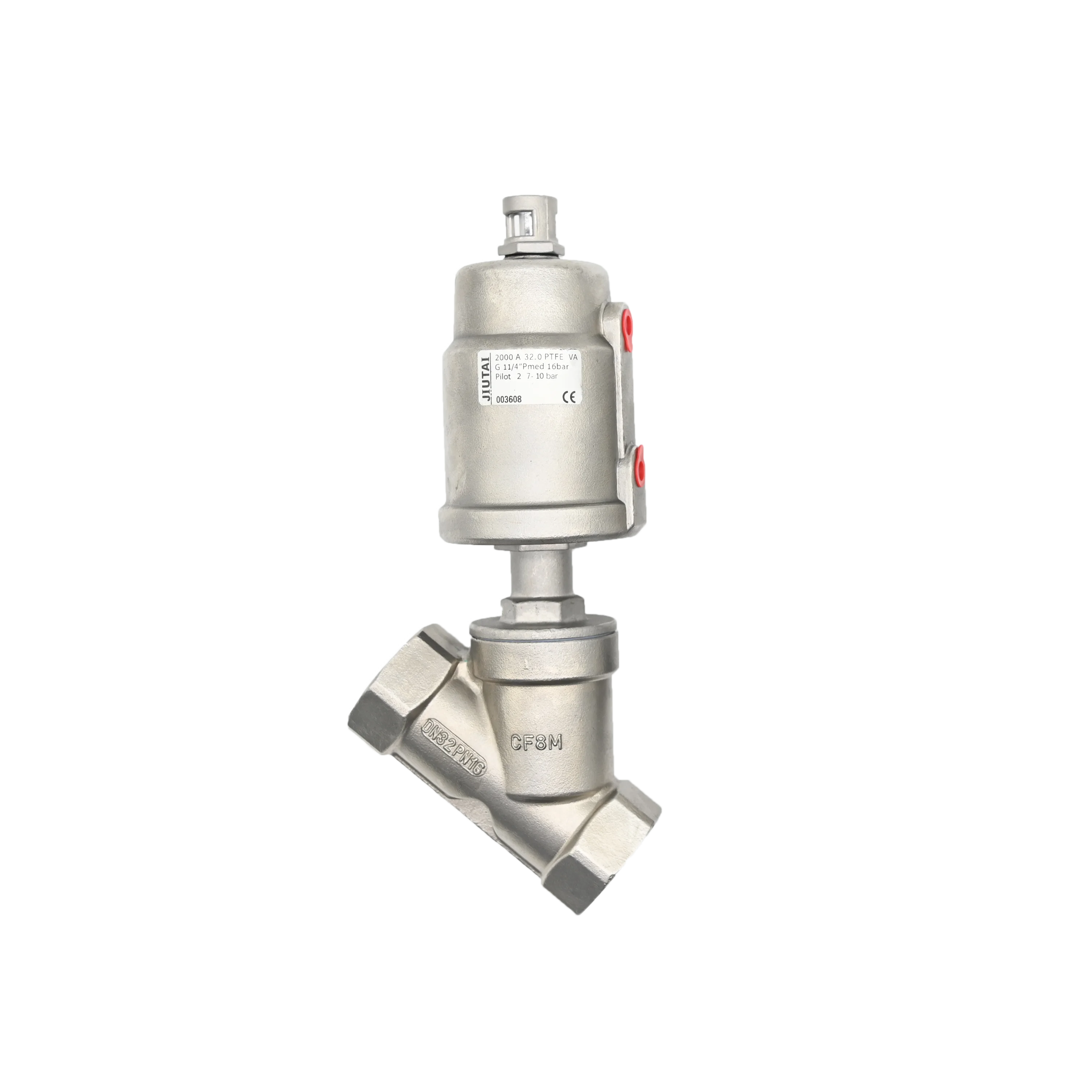 JTAIV-aço inoxidável pneumático Rosca Conexão Termina, Y-Type Angle Seat Valve, DN32