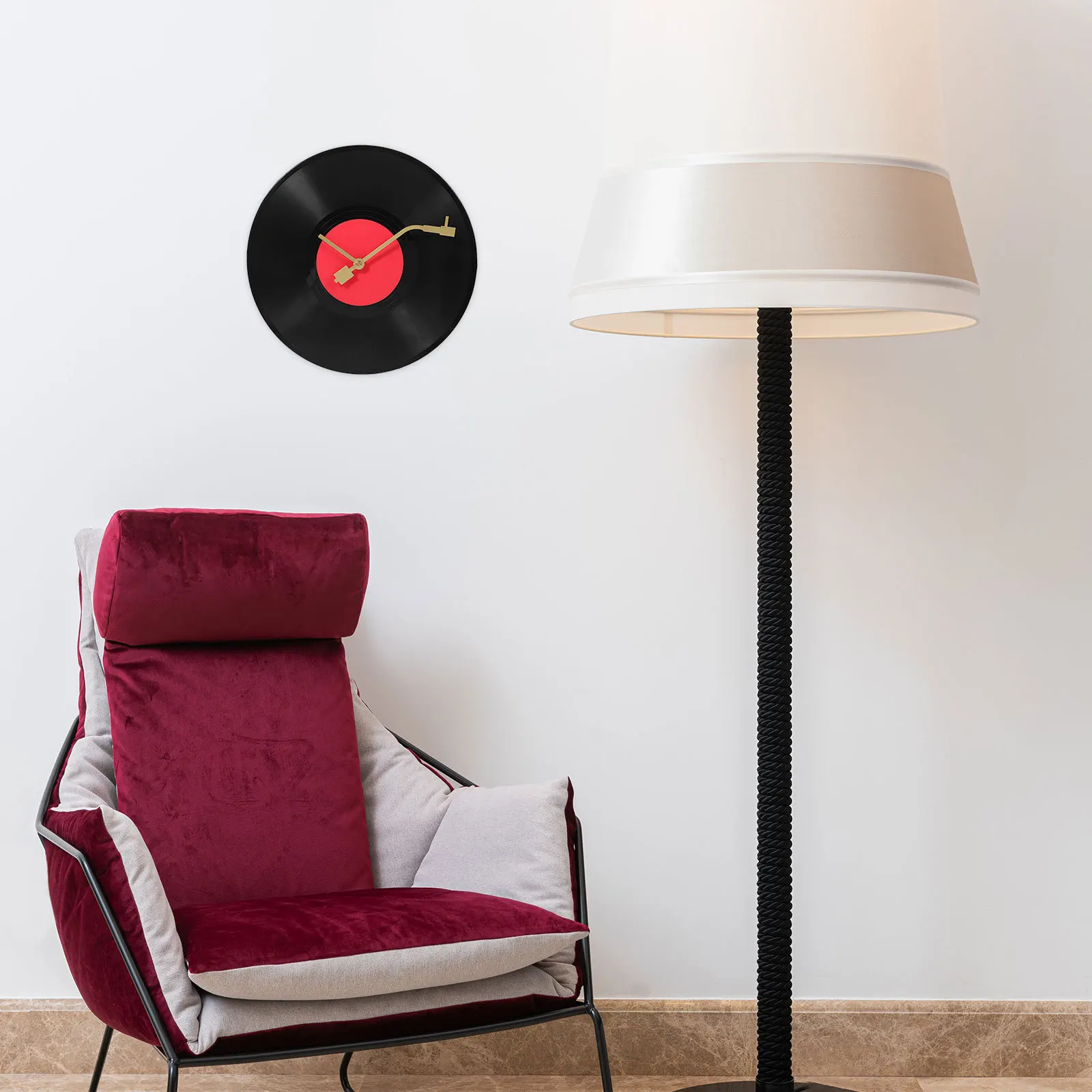 

1Set Vinyl Record Wall Clock Vintage Style Decorative Wall Hanging Clock Office Living Room Decor Office Supplies