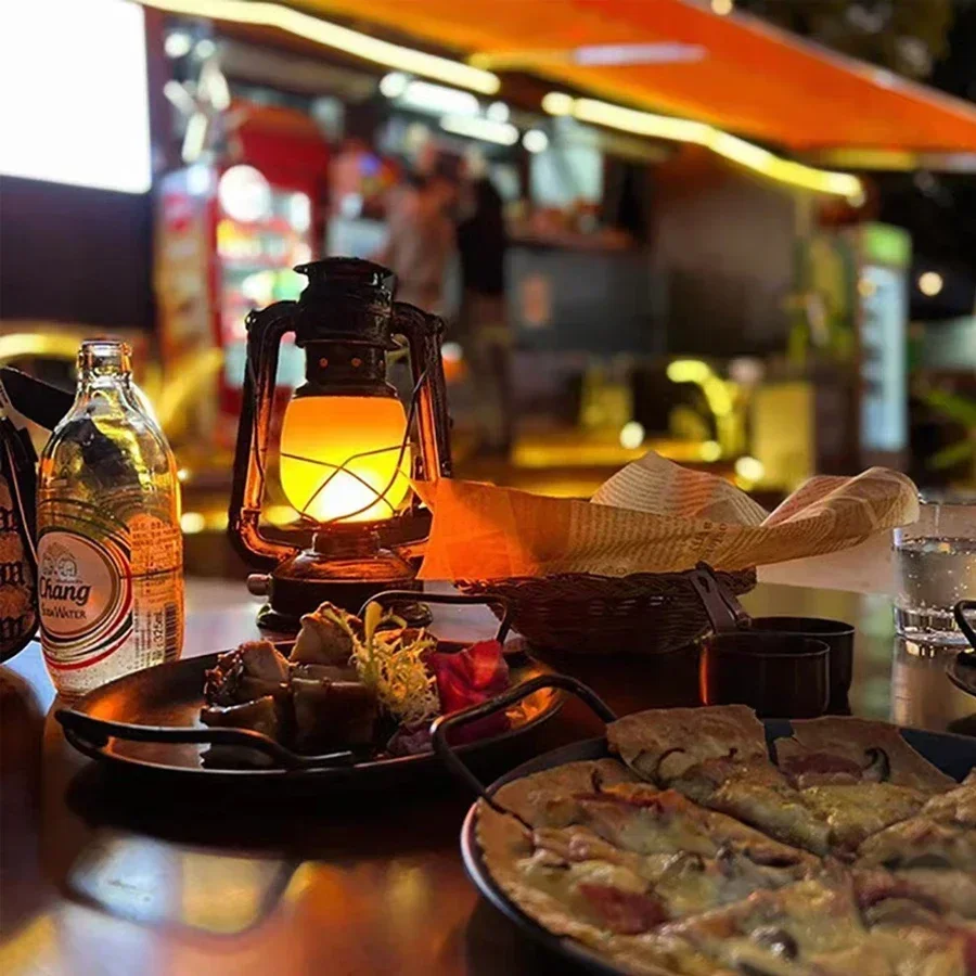 Vintage Lantern Portable Camping Light with Flame Effect USB-C Rechargeable 1200mAh Battery For Bar Restaurant Decoration image 6