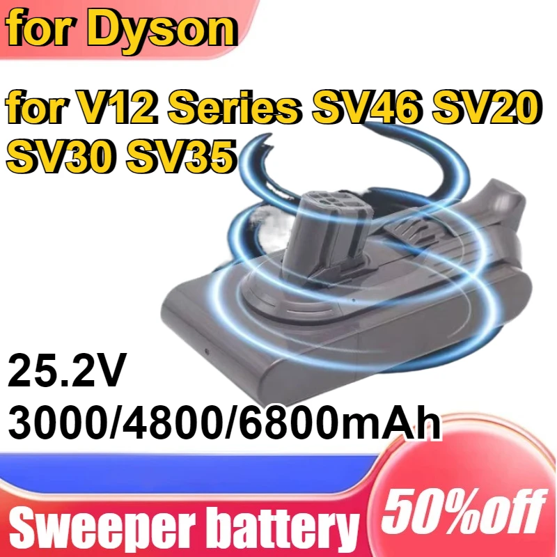

25.2V 3000/4800/6800mAh Newly upgraded Replacement Handheld Vacuum Cleaner Battery for Dyson V12 Series SV46 SV20 SV30 SV35