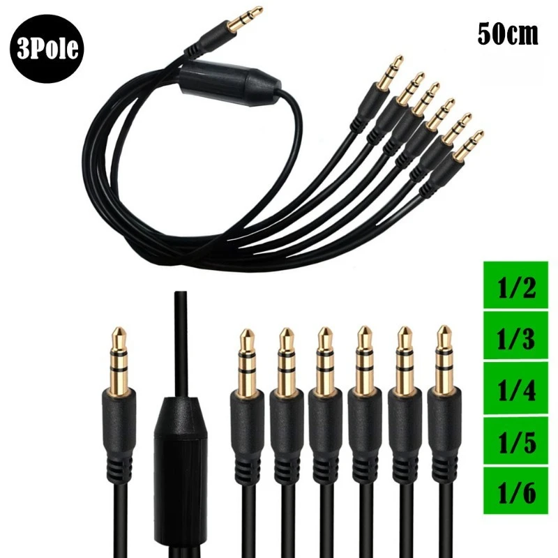 

Copper Core Gold-plated Audio Cable, 3-level 3.5mm Male One To Multiple Head Speaker, Subwoofer Speaker, Amplifier