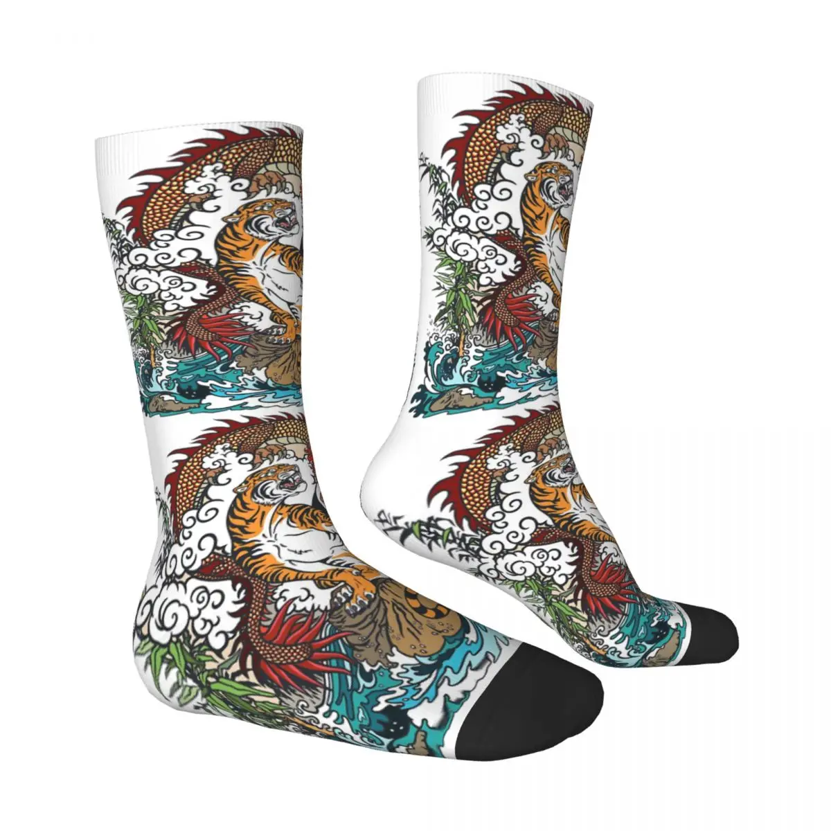 Chines Dragon And Tiger Tattoo Graphic YinYang Unisex Winter Socks Warm Happy Socks Street Style Crazy Sock