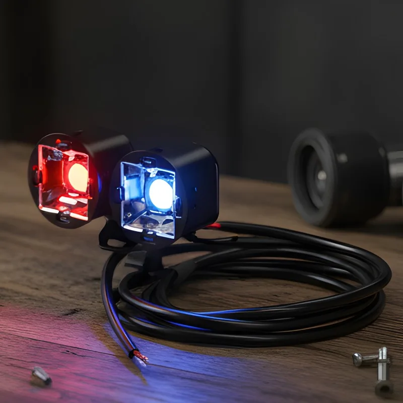 2pcs/set Red Blue Strobe Lights Headlight Turn Signal Indicators Safety Warning LED Lamp Mirror Light Motorcycle Accessories