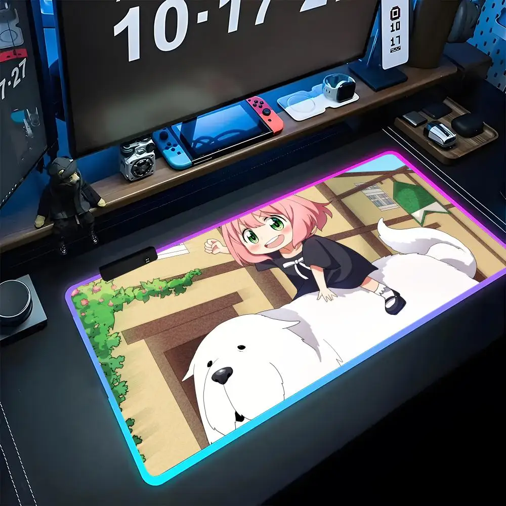 S-spy X Family Mouse Pad Gamer Luminescence Led Mouse Pad Gaming Table Rgb Deskmat Keyboard Pc Mousepad