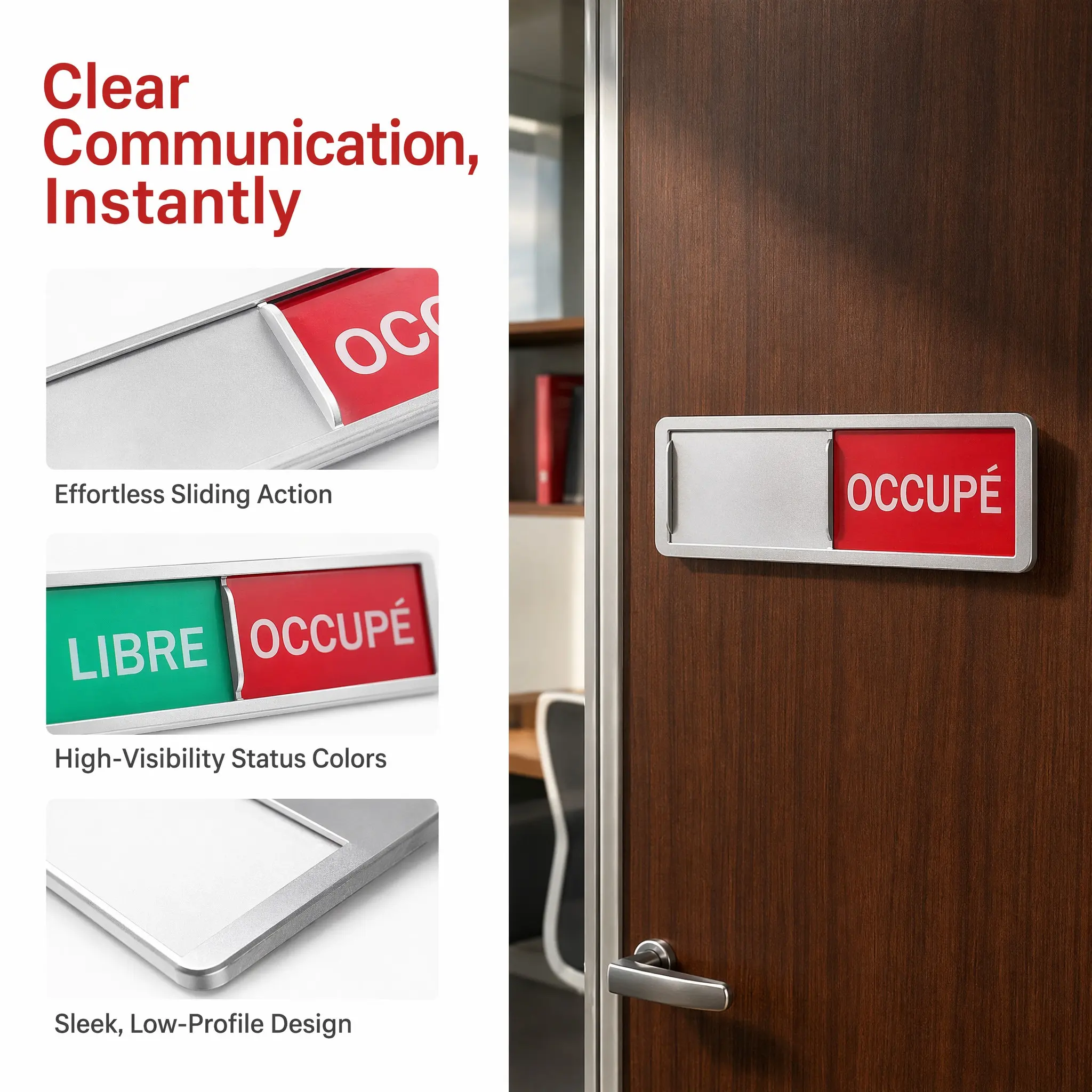 Vacant Occupied Sliding Door Status Sign Privacy Indicator Office Conference Room Hotel Hospital Multifunctional Slide
