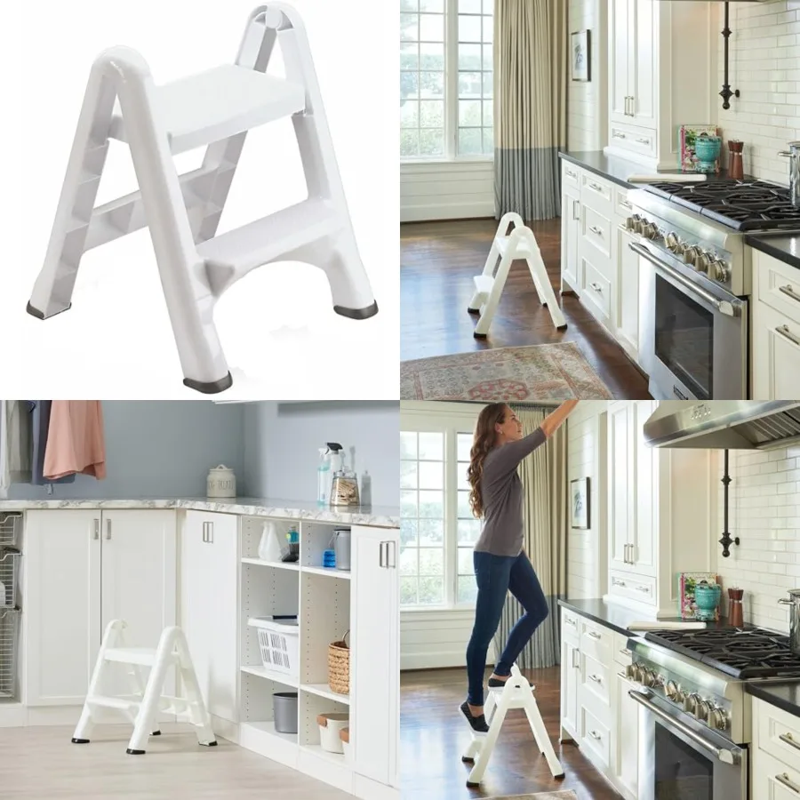 

Two-Step Feet Stool 14-Inch High 300 Pound Capacity Small Step Stool for Adults/ for Use in Library/Kitchen/Bathroom/Garage/Clo