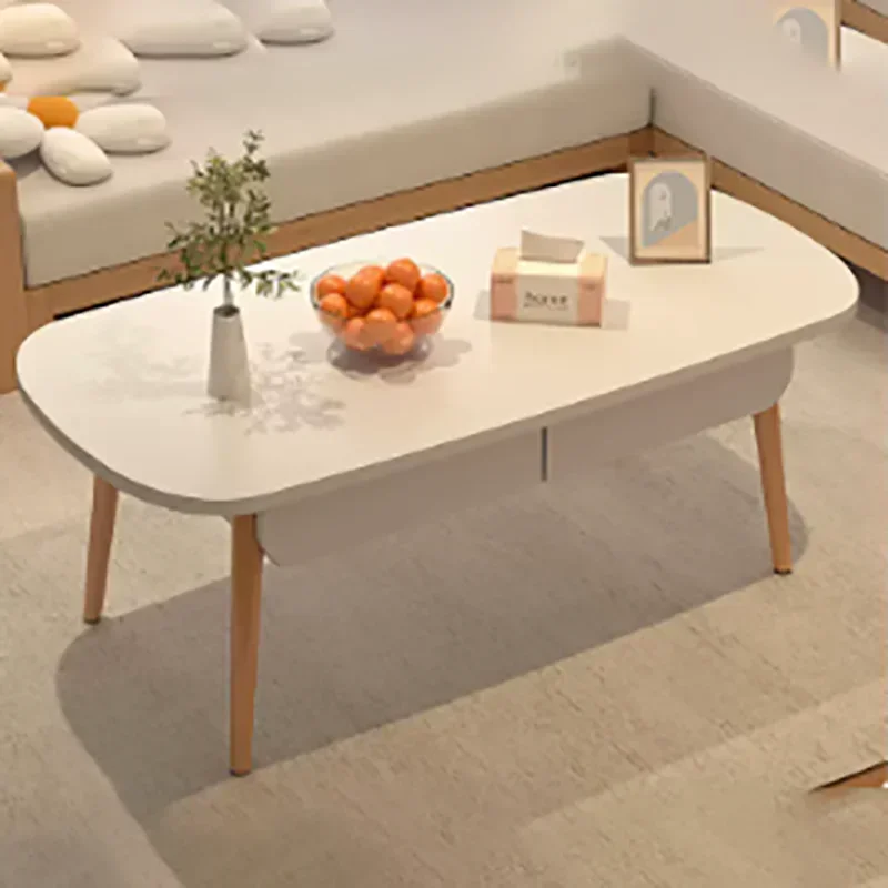 Simples sala de estar mesa café organizador madeira minimalista montagem em pé mesa café piso branco basse salão móveis para casa