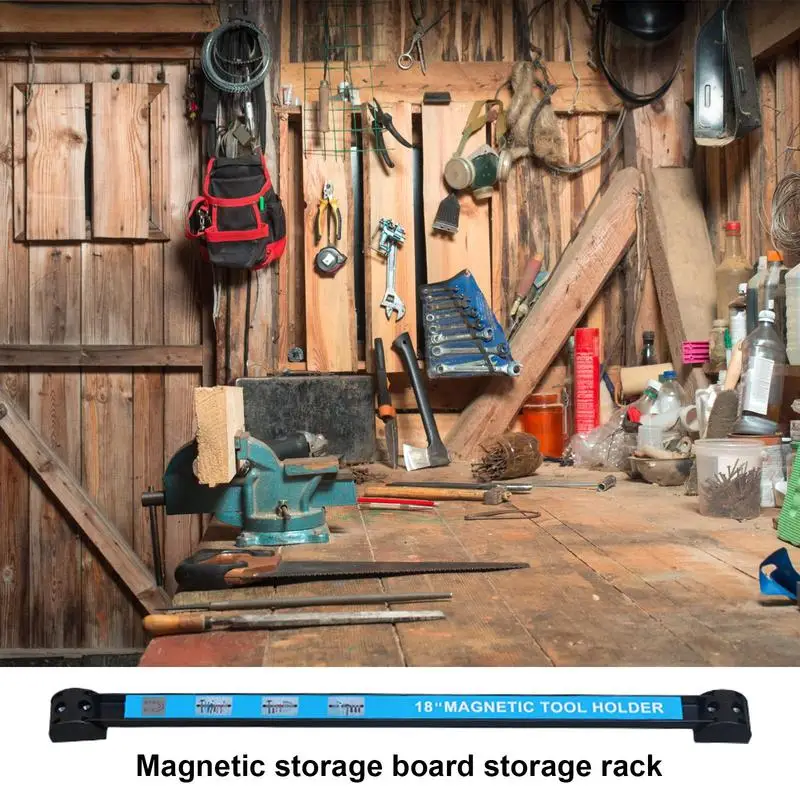 Imagem -04 - Suporte de Ferramentas Magnético para Garagem e Bancada Ferramenta Resistente Barra Magnética Tiras Magnéticas Ajustáveis Grande Capacidade