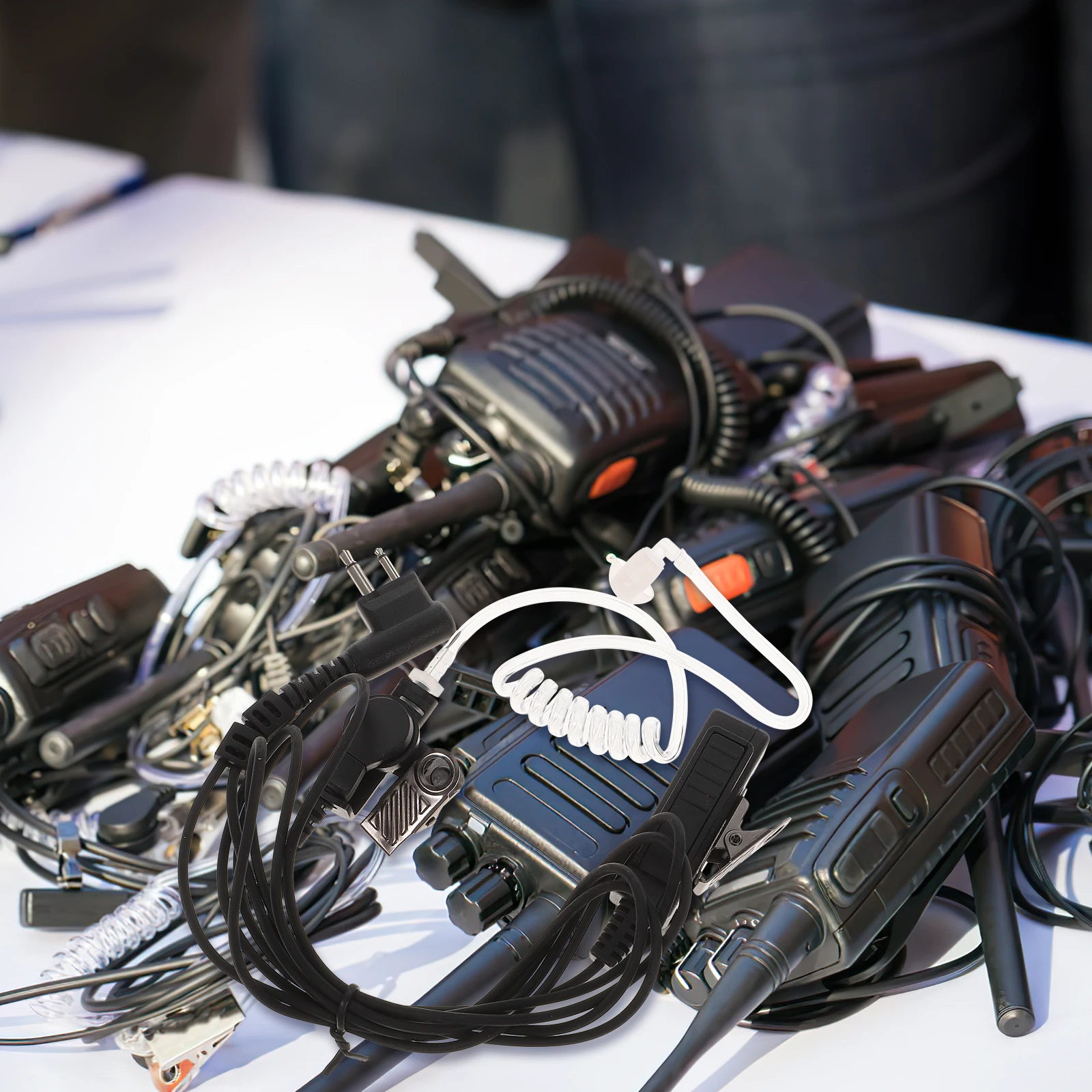 Walkie Headset Earpiece Acoustic Tube Microphone Security Hotel Warehouse Supermarket Hiking Hunting Noise Reduction