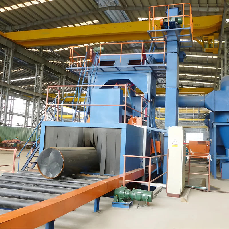 Roller Conveyor Shot Blaster for Steel Pipe Tube Bar, Automatic Through Feed Abrasive Blasting Machine for Metal Derusting, OEM