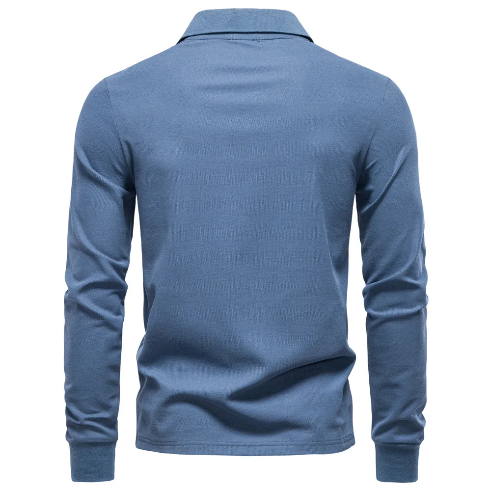 2026 Autumn Polo Shirt Men Embroidery Long Sleeve Cotton Rich Blend Breathable Polos Solid Color Business Golf Polo Shirts Male