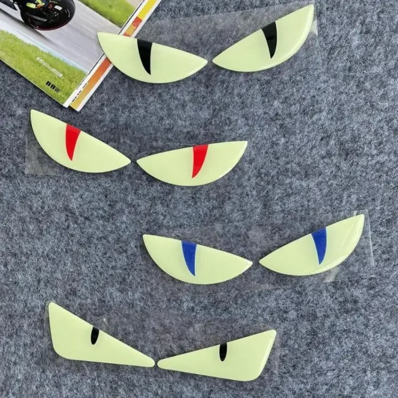Luminous 3D Demon Drop Glue Eye Cat Design Motorcycle Sticker Glowing Headlight Decal For Scooters for Car Truck Fuel Tank Caps