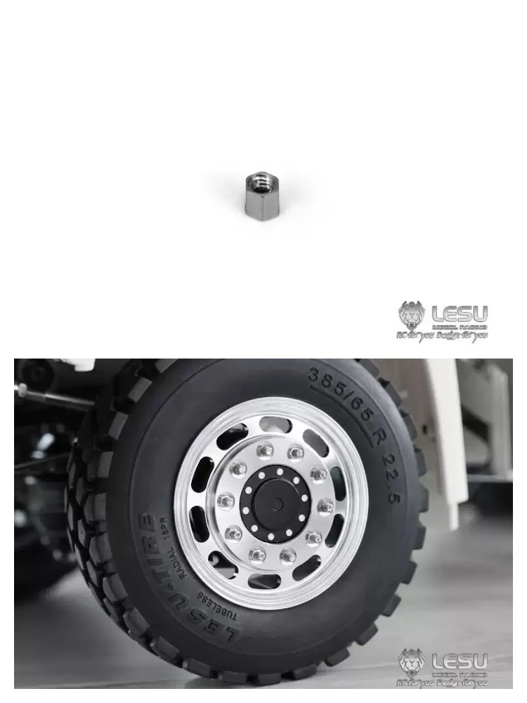 20 Stück Metall M2 Rad-Sicherungsmutter für 1/14 Tamiya RC Muldenkipper für SCANIA 770S R620 VOLVO BENZ Arocs MAN TGX Auto-Zubehör – Detail 6