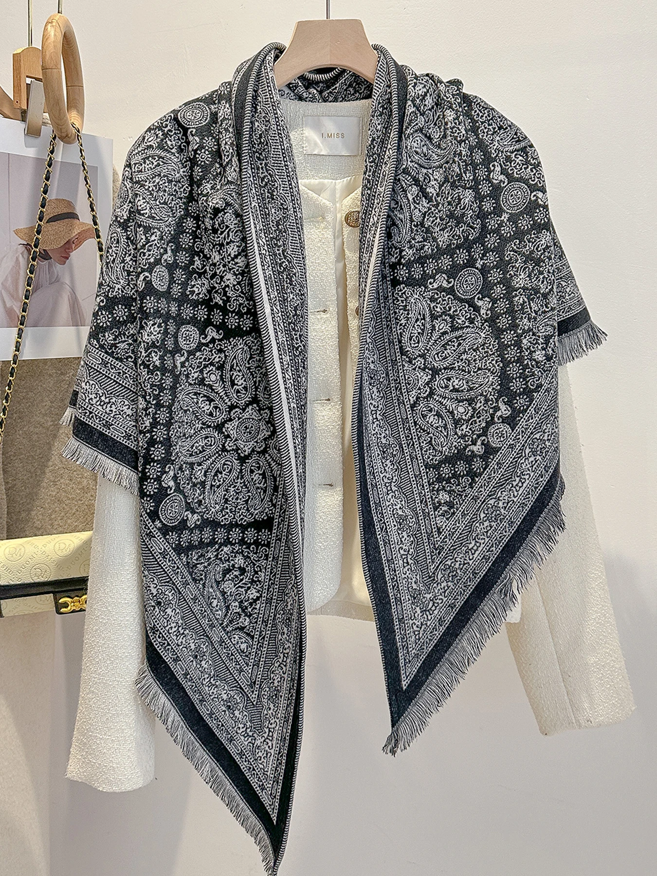 Frauen Paisley Print Kaschmir Schal Nachahmung Pashmina Schal Weiche Warme Winter Wrap Modische Weibliche Design Decke Bufanda – Detail 9