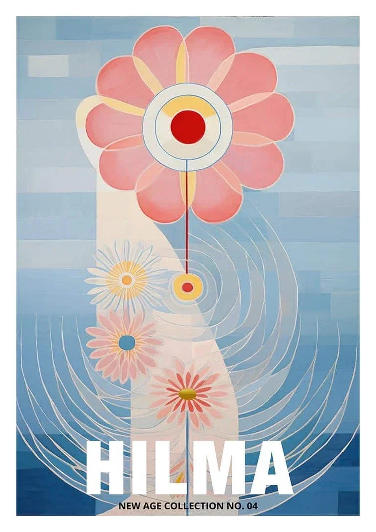 Hilma New Age Wall Art Print, Floral Abstract Decor Painting, Spiritual Poster, Modern Artwork for Living Room and Bedroom