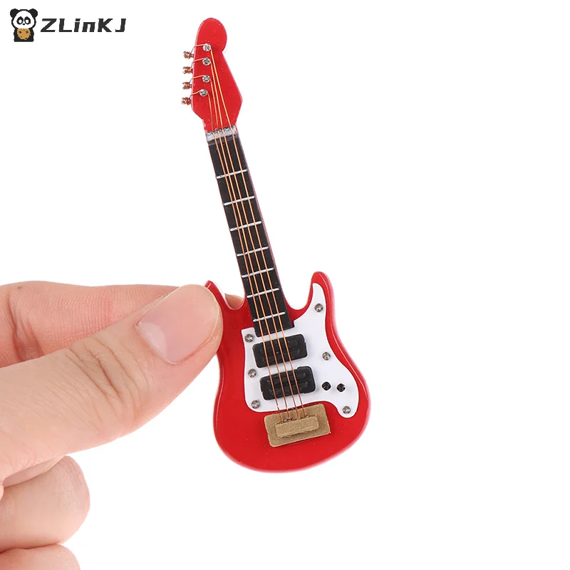 ▶1:12 Dollhouse Miniature Music Electric Guitar Model for Kids Musical Toy  Doll House Accessories