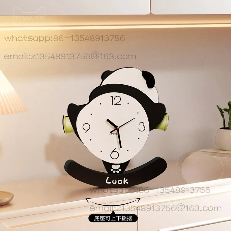 Panda desktop pendulum clock living room TV cabinet creative clock ornament