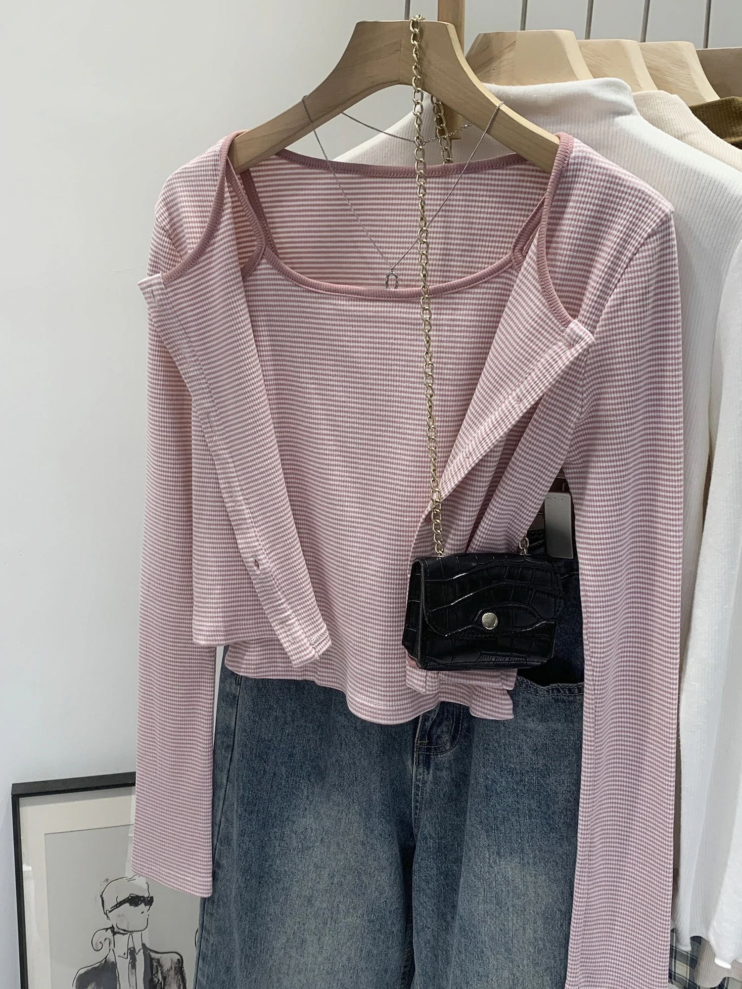 

Early Autumn Small Fragrance Style Set Women's Sleeveless Stripe Camisole Two-Piece Set Beautiful Top Inner Wear Fashionable