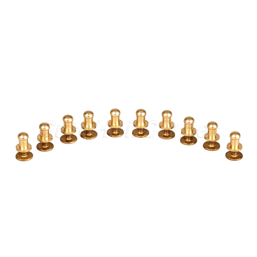 10Pcs/Set Solid Brass Rivet Round Head Button Belt Screw Chicago 5mm/6mm/7mm/8mm/9mm/10mm Studs Leather Craft Tool Hicello