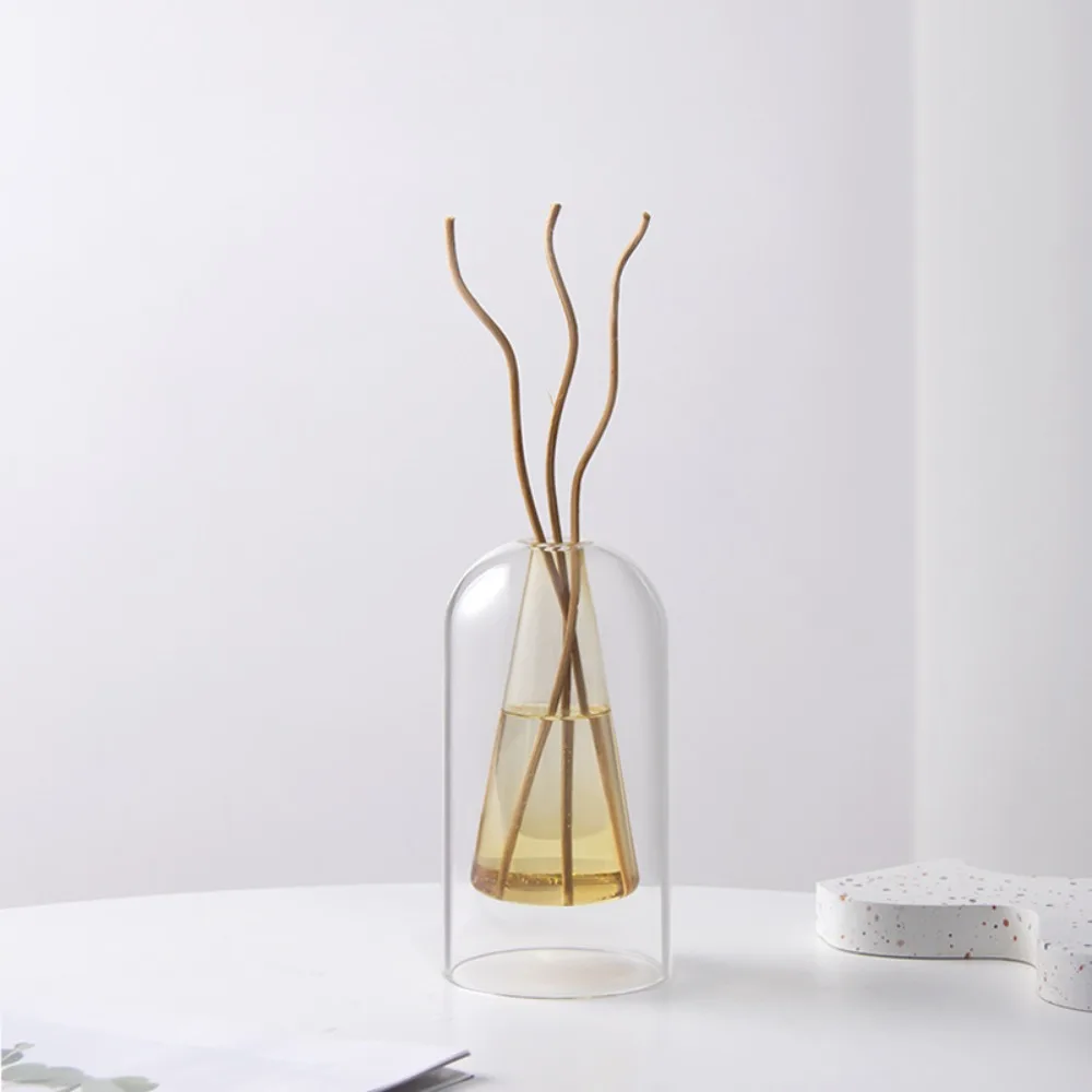 

Glass Aromatherapy Bottle Double Layered Exquisite Essential Oil Evaporation Bottle Creative Hydroponic Pot Vase Home