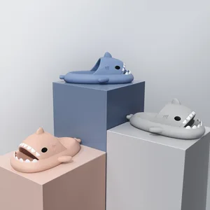 Shark slides for men and women, couple with beach slippers, beautiful children's slippers, non -slip, internal and external sandals, summer 10 Main Tubarão Slipper Sales - №10