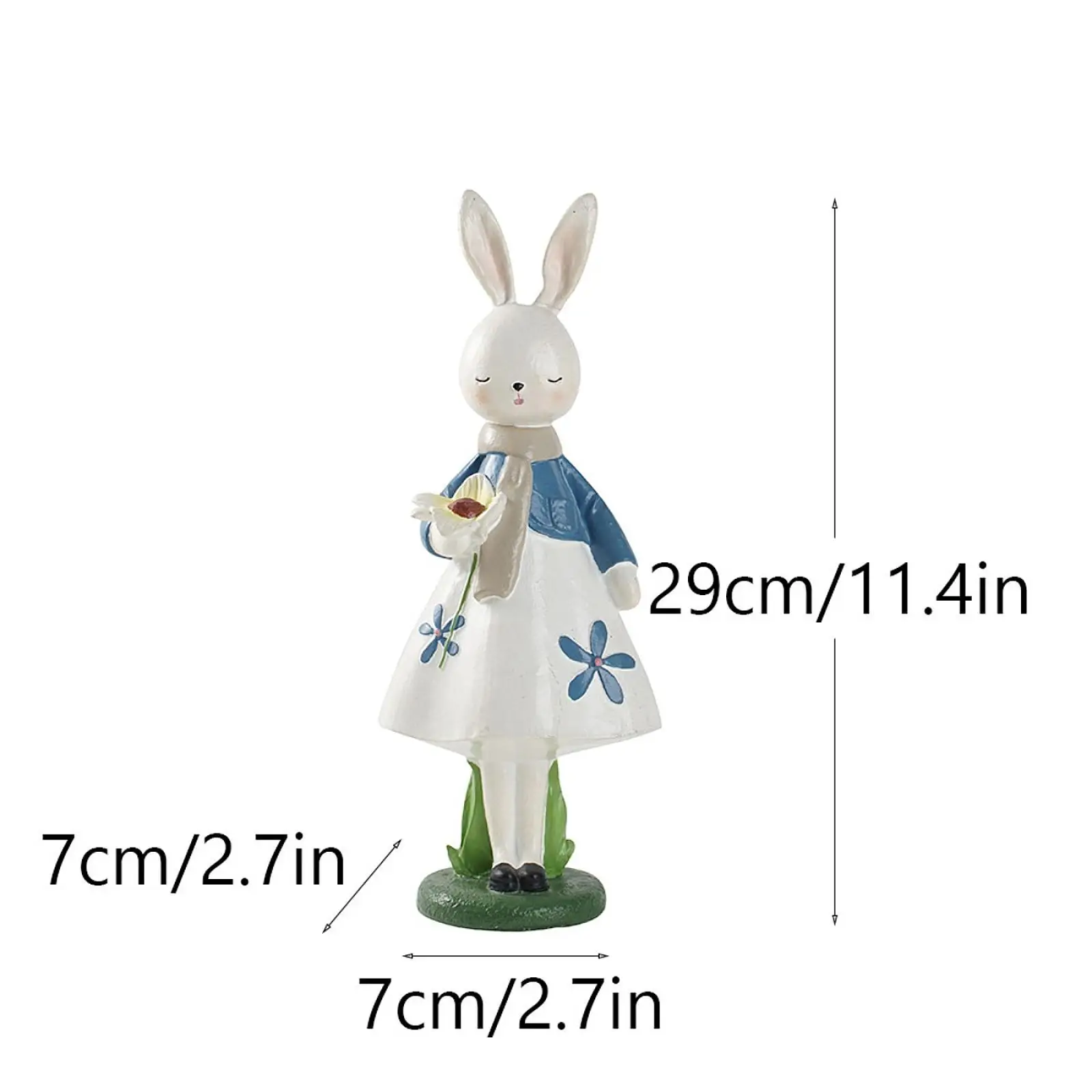 Spring Rabbit Figurine Fine Workmanship Cute Resin Gift Craft Easter Decoration for Living Room Cabinet Farmhouse Shelf Festival