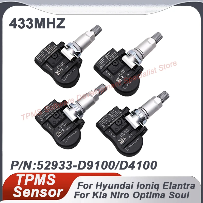 1/4PCS 433MHZ TPMS Tire Pressure Sensor For Hyundai Elantra I30 Ioniq Kia Sportage Niro Soul Genesis G80 52933-D9100