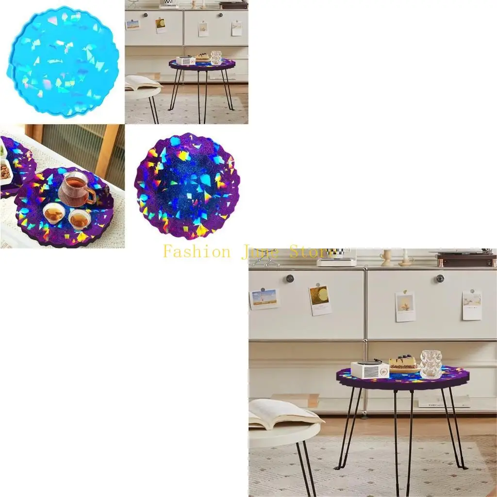 

N5KA Silicone Molds Light and Round Tray Epoxy Resin Mold for DIY Epoxy Resin Casting Table Decor