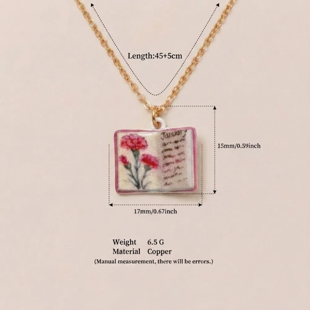 Antique Porcelain Book Pendant Necklace Vintage Style Copper Design Pendant Necklace Design Sense Hand-painted