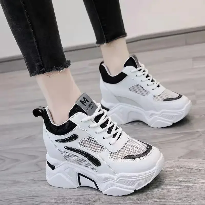 Women Fashion Height Increasing Casual Shoes Ladies Platform Mesh Wedges Sneakers Sport Gym Walking Running Vulcanize Shoes2024