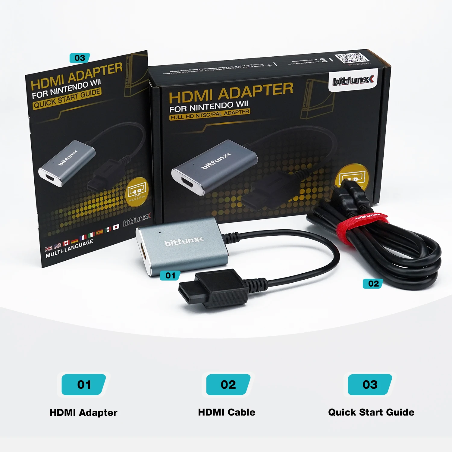 Bitfunx HDMI ™   Adapter voor Nintendo Wii NTSC PAL Retro gameconsoles HD-connector Plug and Play