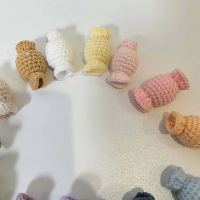 7Pcs Handmade Crochet Candy Cute Pendant Accessories Colorful Halloween Candy Inspired Play house toys