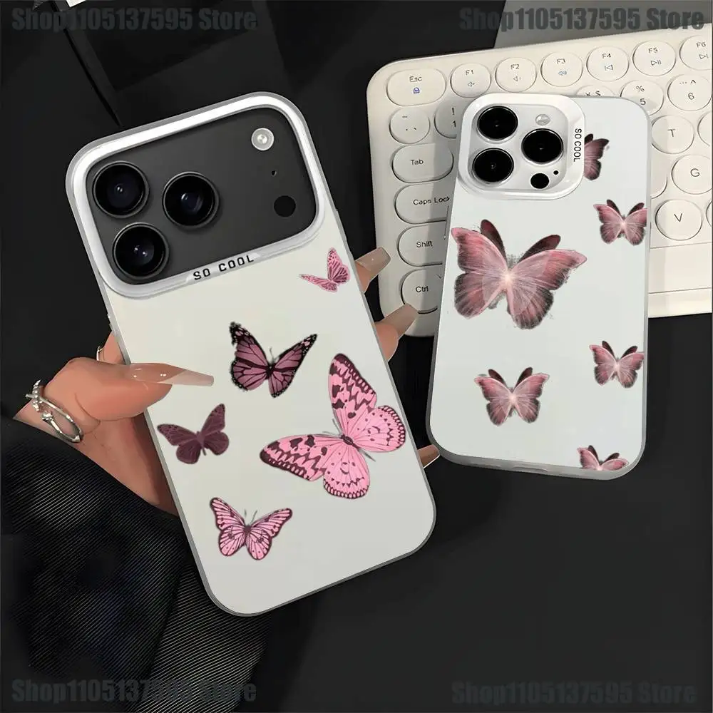 

Drift Sand Butterfly Phone Case For iPhone 17,16,15,14,13,12,11,Pro,XS,Max,Plus,Mini,SE4,E White Matte Shockproof Cover