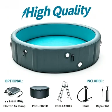 Above Ground Inflatable Pool With Complete Pool Accessories and Seat for Outdoor Family Swimming Fun
