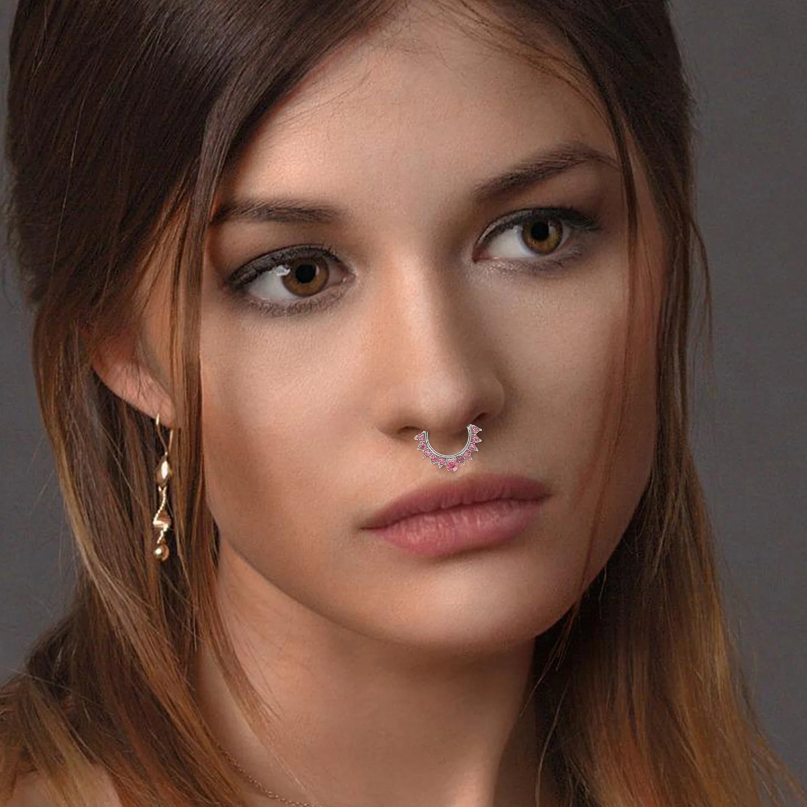 3 шт. кольца в носу для женщин, накладной пирсинг, легкий сплав, циркон, украшенные безопасными вечеринками, ювелирные аксессуары, аксессуары для тела