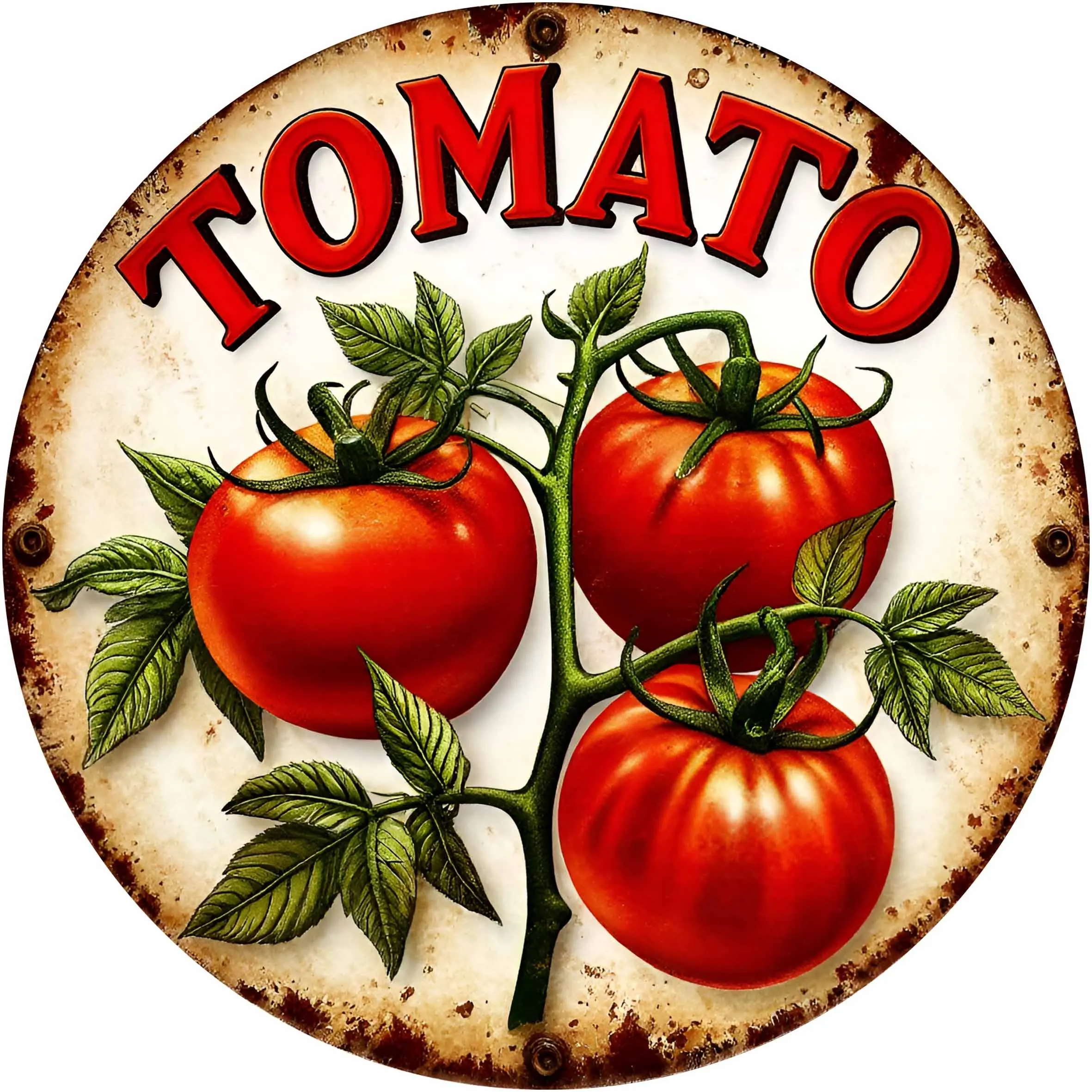 2D Flat, 1pc 2D Flat Print 20x20cm Metal Sign 2D Flat, 1pc Retro Tomato Metal Wall Art - 20.32x20.32cm Aluminum Sign with Vintag