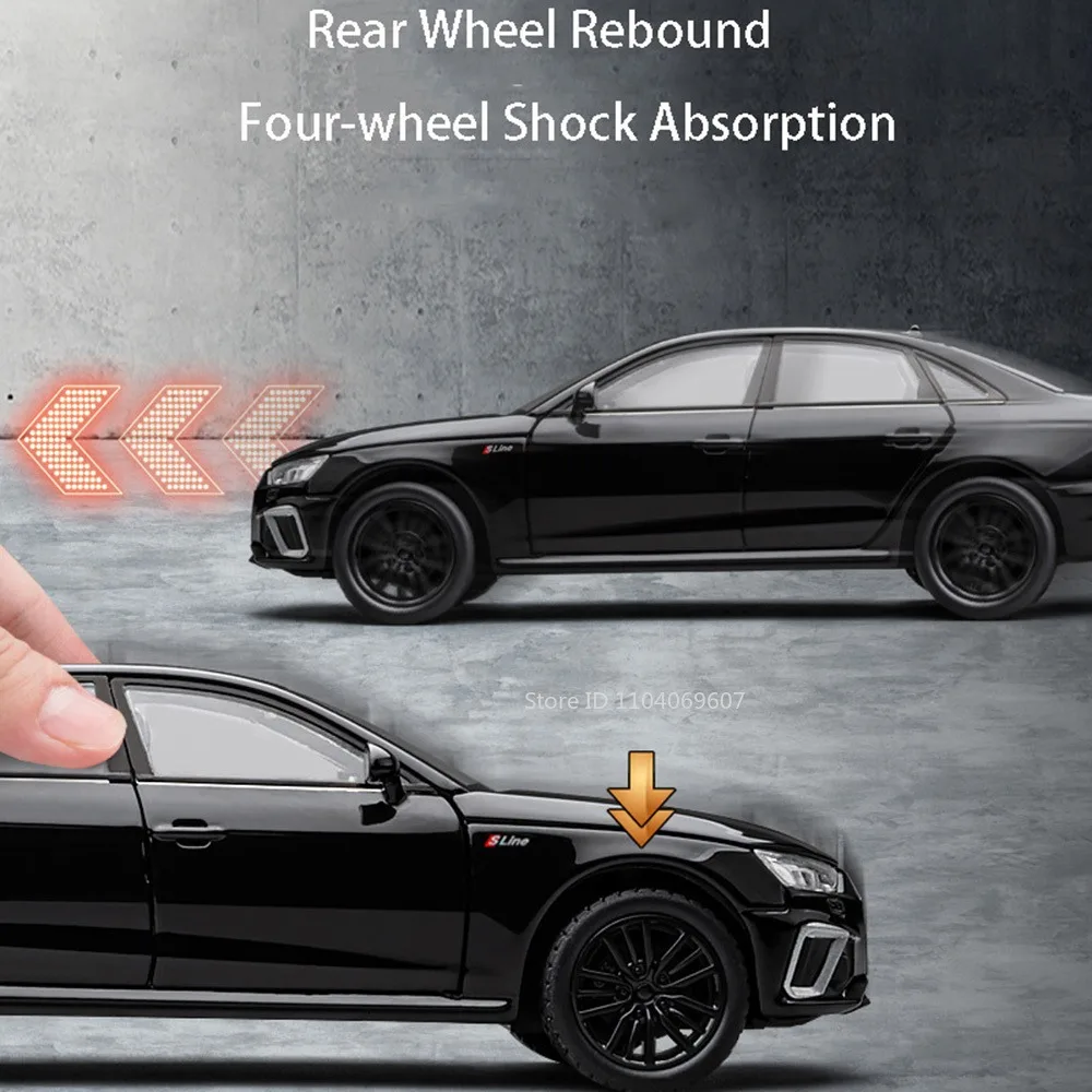 1:32 A4 미니어처 모델 장난감 자동차 합금 다이캐스트 RS7 스포츠백 모델 사운드 라이트 풀백 도어 열림 장식 장난감 어린이 선물