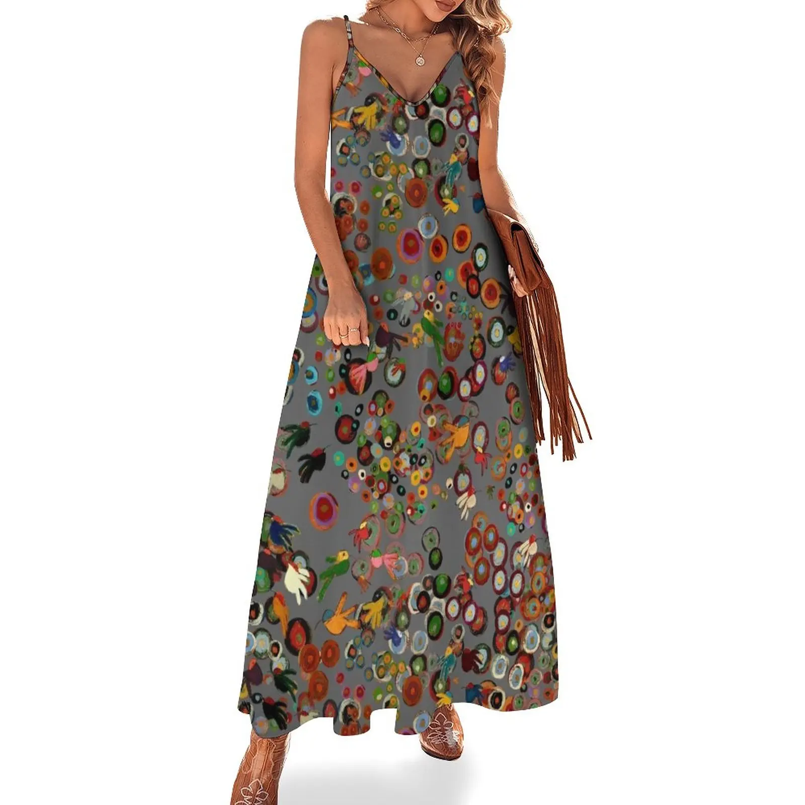 

Birds and Spirals - Graphite Sleeveless Dress evening dress Women's skirt party dress women elegant luxury