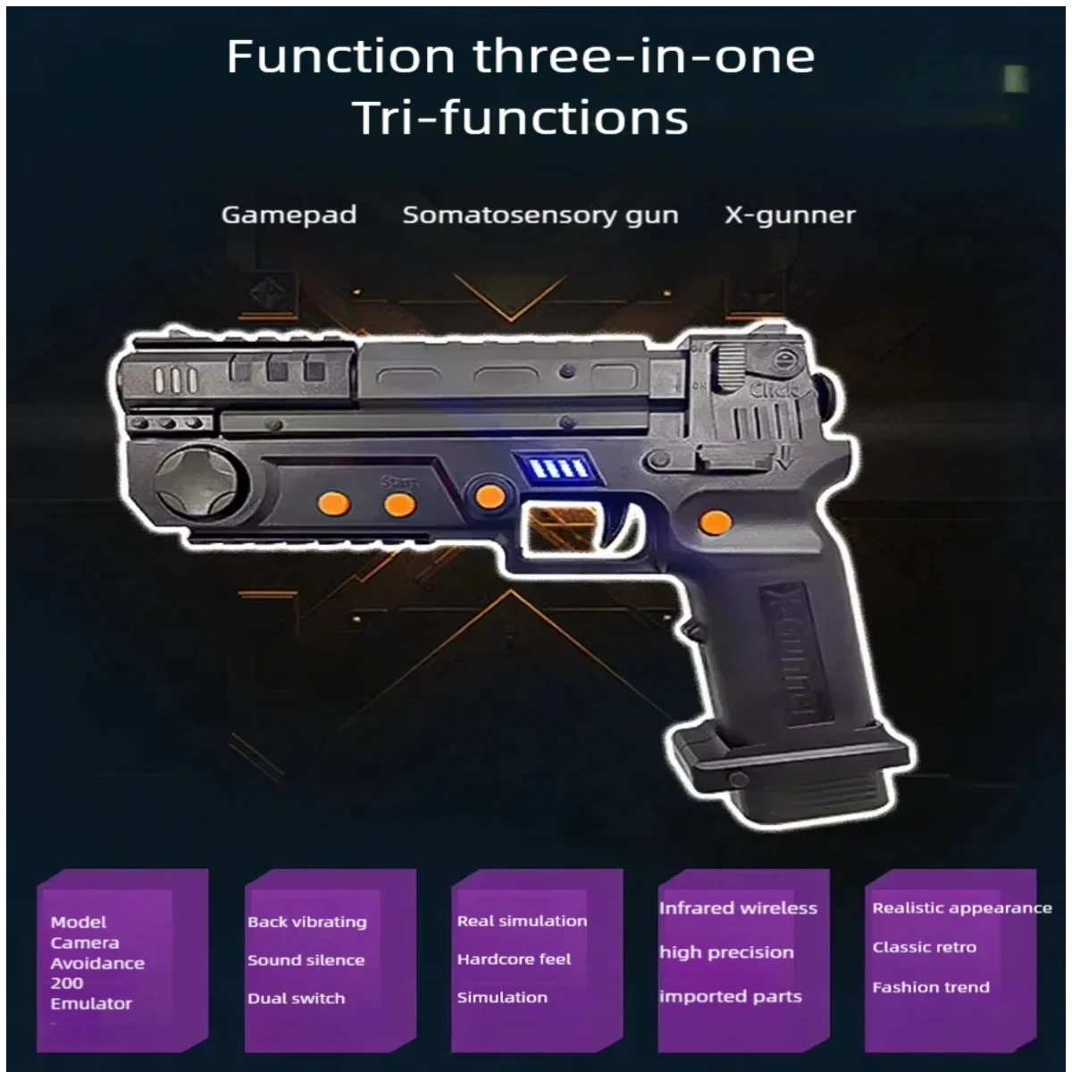 Pistolet de jeu sans fil XGUNNER avec recul et vibrations pour simulateur d'arcade PC, développé indépendamment avec un système unique