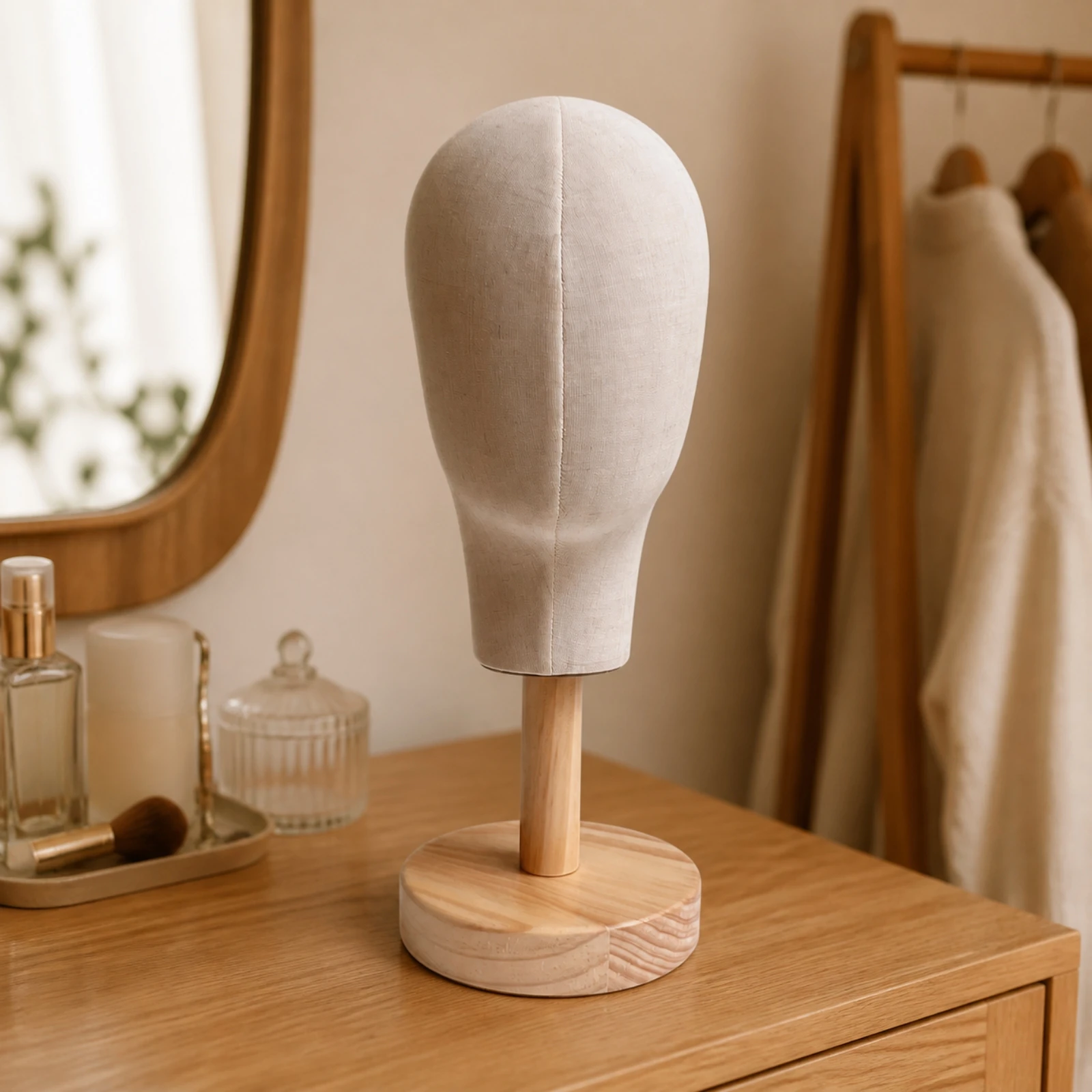 Hat Display Mannequin Head Freestanding Mannequin Head with Wooden Base Detachable Hat Display Stable Tabletop for Photographers