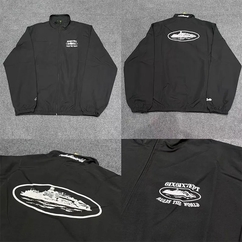 

Свободный крой, весенне-осенний воротник на молнии с принтом Jaet, модный бренд Demon Island High Street Sle Long Sve Cotton Ja...